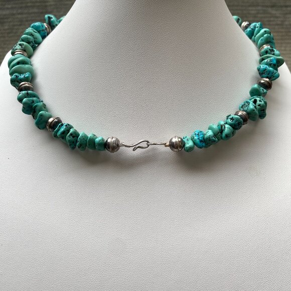 Sale💎Kingman (Old Mine) Turquoise Nugget Necklace,Robin's Egg, Sky Blue 17”Rare - Picture 9 of 10